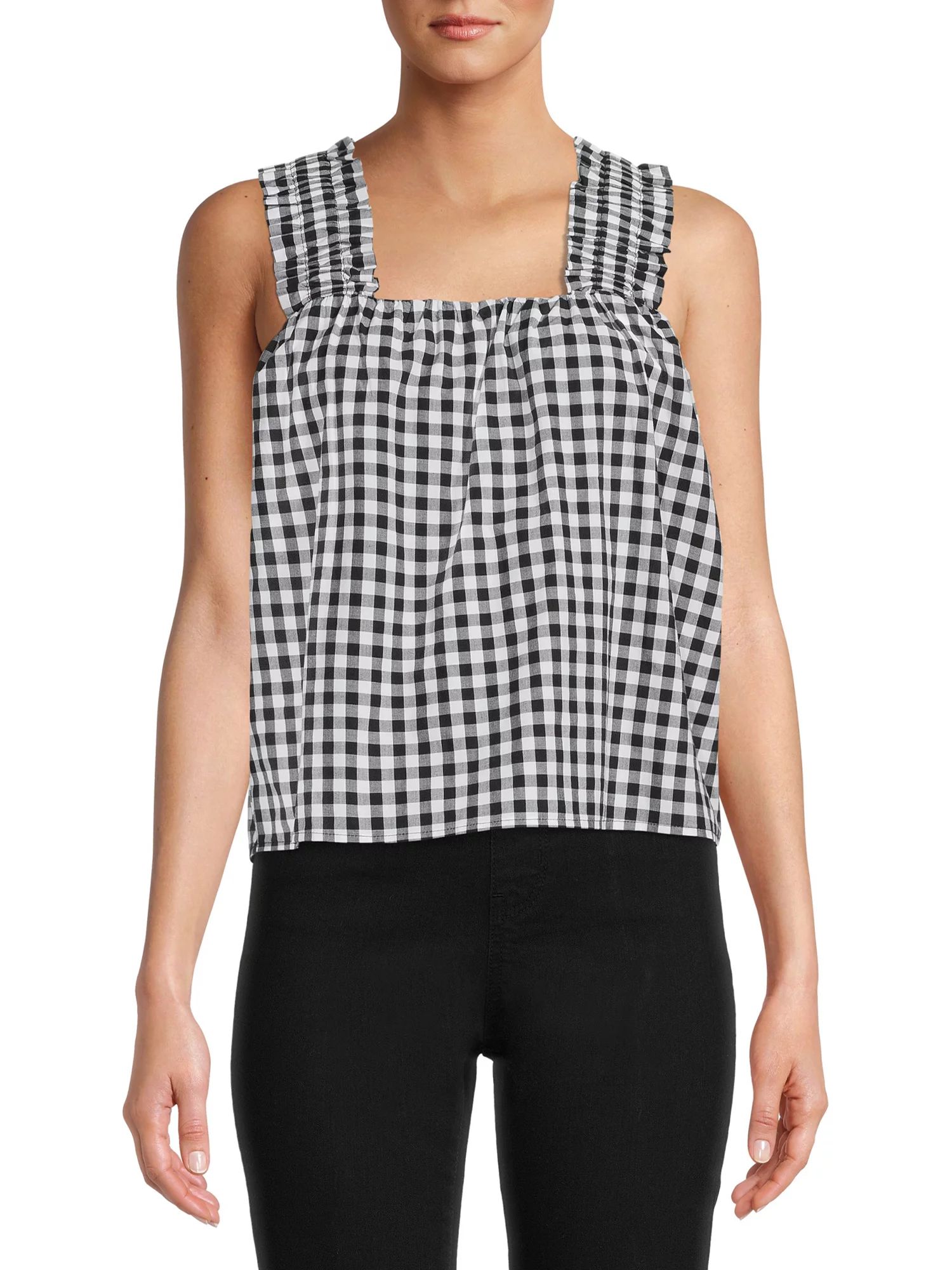 Time and Tru Women's Ruffle Strap Top - Walmart.com | Walmart (US)