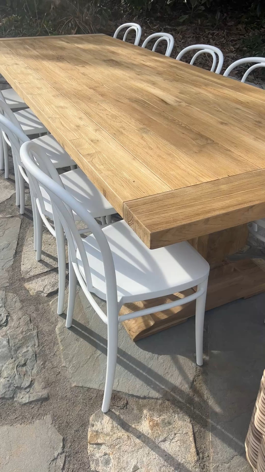 Stackable, lightweight, easy to clean chairs in a classic silhouette. Sold in pairs! And a teal table that should look better with weather & age. Outdoor fury and patio decor 

#LTKHome