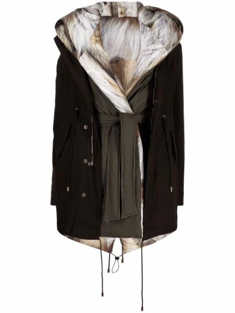 fur-print reversible parka coat | Farfetch (US)