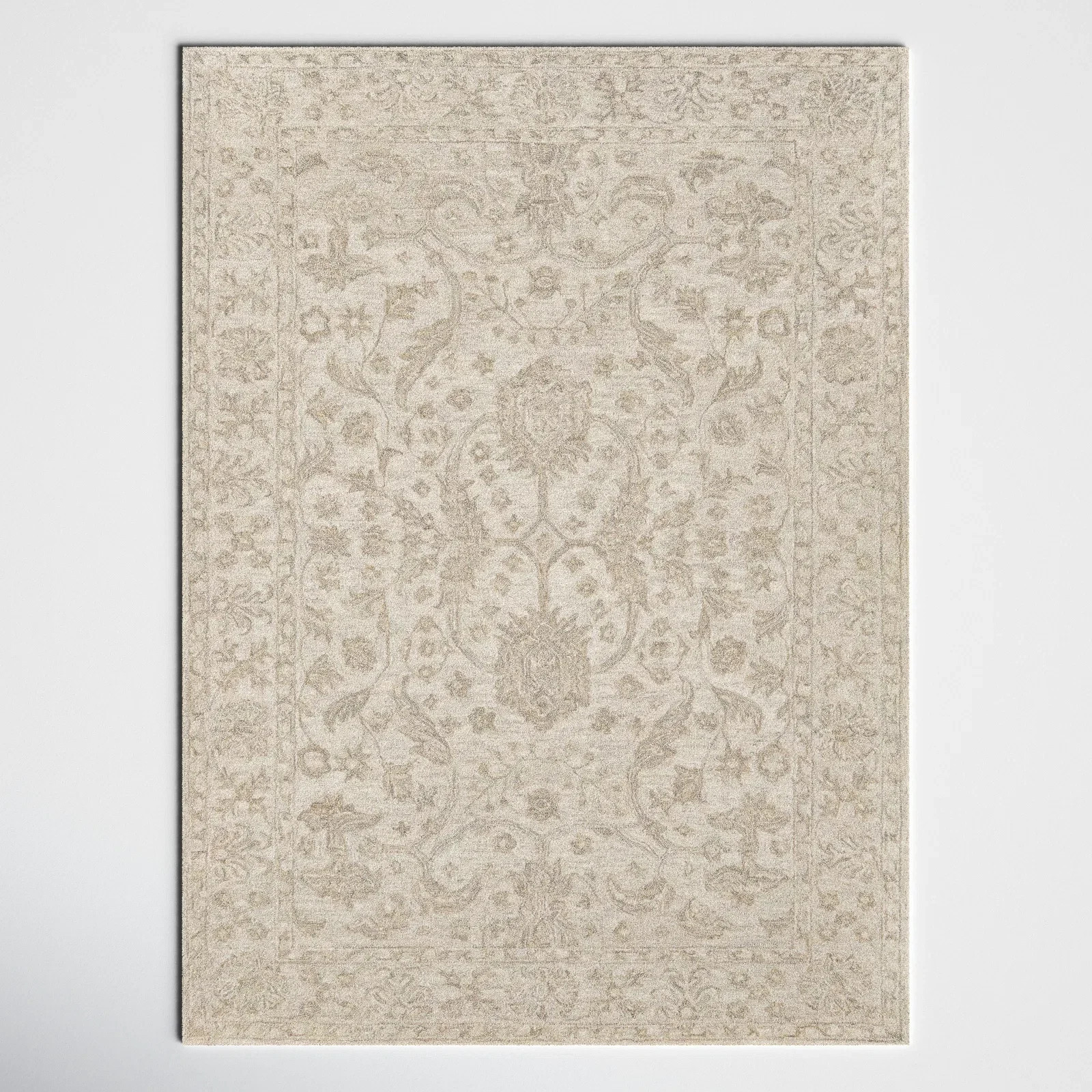 Cece Handmade Tufted Wool Beige Rug | Birch Lane