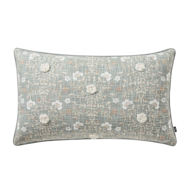 My Texas House 14" x 24" Fara Dusty Green Floral Oblong Cotton Decorative Pillow | Walmart (US)