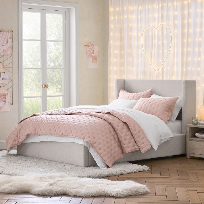 Shelter Upholstered Classic Bed | Pottery Barn Teen