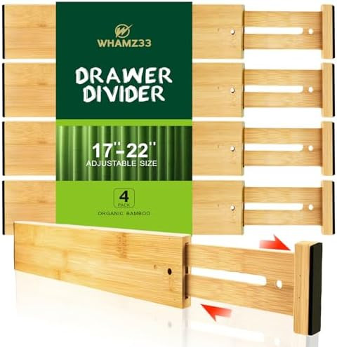 Kitchen Drawer Dividers, Adjustable Bamboo Drawer Organizer (17-22"), Expandable Utensil Organize... | Amazon (US)