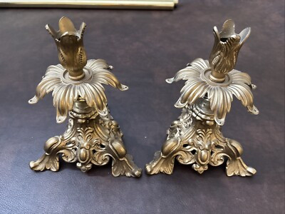 Pair Vintage Hollywood Regency Italian Style Candlestick Holder Brass  | eBay | eBay US