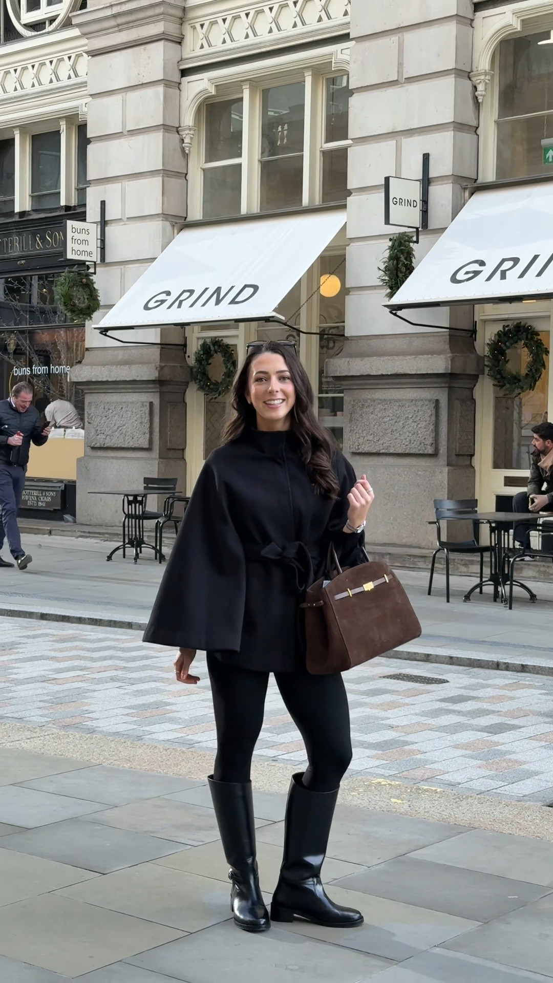 All black OOTD for winter shopping in the city 🖤 loving the cape trend rn! This one is sold out from F&F but I’ve linked similar below. Boots are Bobbies but not available on LTK so also linked similar! 

#LTKstorytime #LTKTall #LTKootd