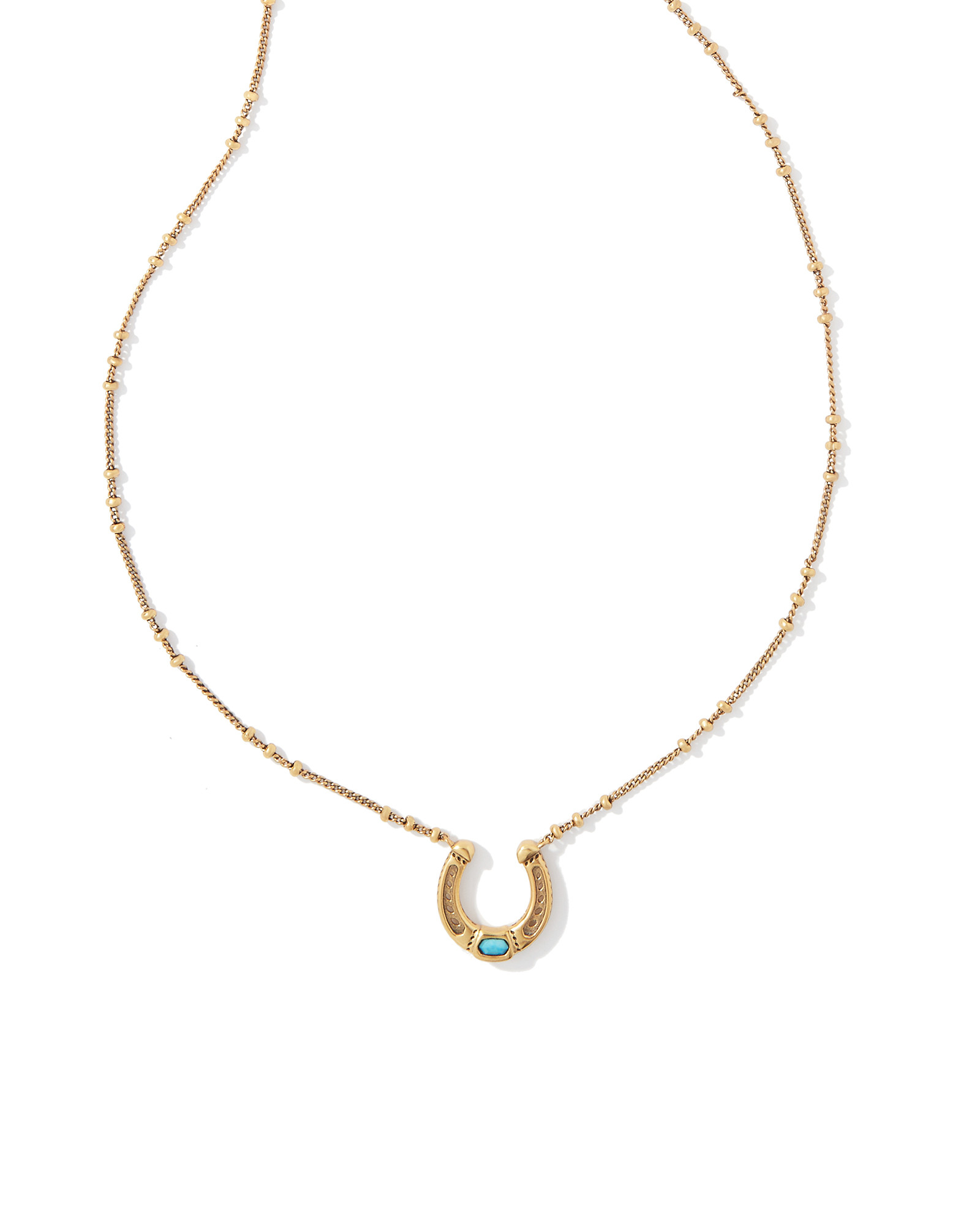 Noble Vintage Gold Horseshoe Pendant Necklace in Variegated Dark Teal Magnesite | Kendra Scott