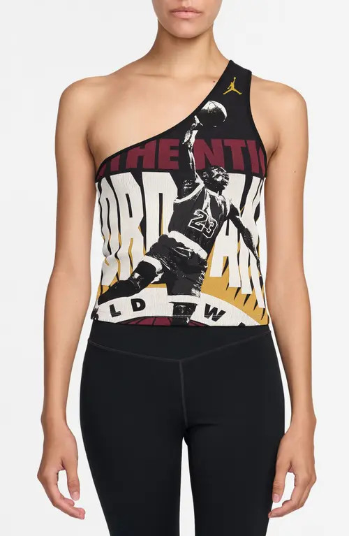 Jordan Flight Graphic Print One Shoulder Tank in Sail at Nordstrom, Size Small | Nordstrom