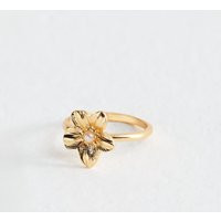 Gold Tone Faux Pearl Charm Flower Ring New Look | New Look (UK)