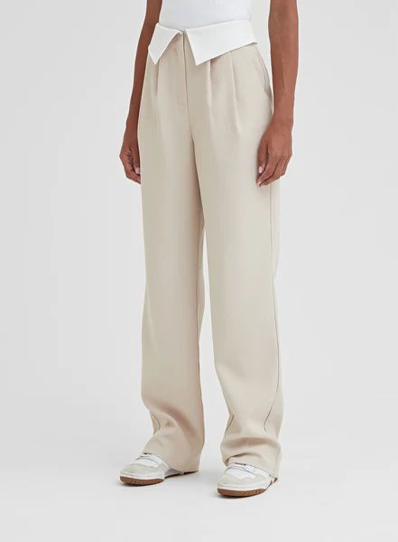 Beige Exposed Waistband Trouser - Nadia | 4th & Reckless