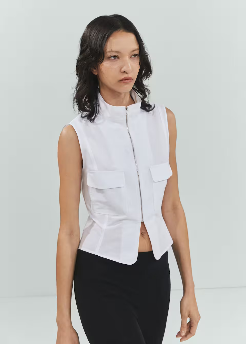 Cotton zipper sleeveless shirt -  Women | Mango United Kingdom | MANGO (UK)