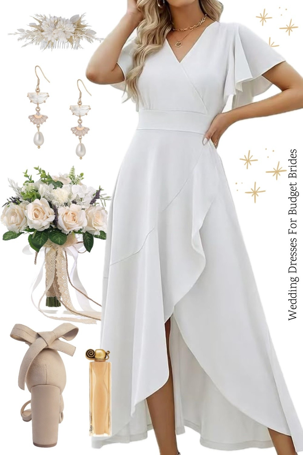 Affordable wedding day outfit for the bride to be. Bridal dress is around $60 on Amazon. 

Reception dress, courthouse elopement dress, long white dress, minimalist wedding dress, or microwedding dress. 

#LTKWedding #LTKSeasonal