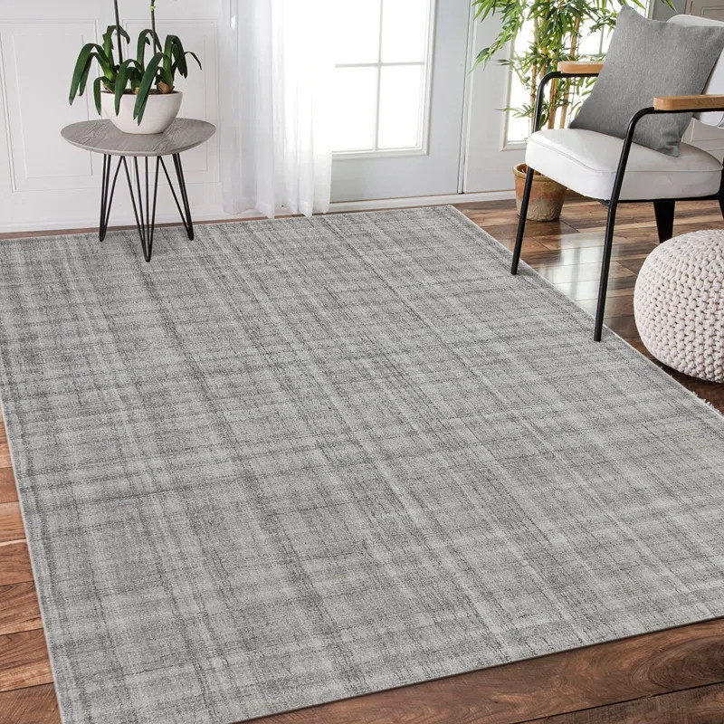 Laurel Plaid Handmade Tufted Wool Gray/Beige Area Rug | Wayfair North America