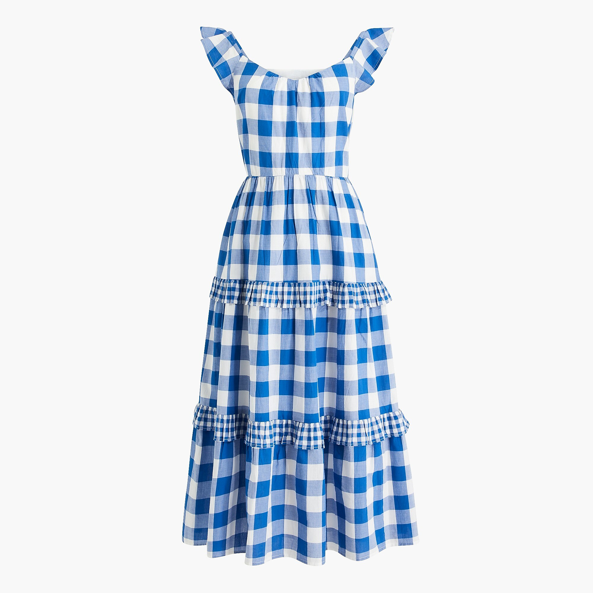 Flutter-sleeve ruffle-tiered midi dress | J.Crew Factory