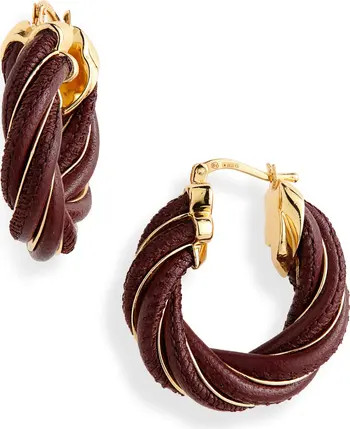 Twist Lambskin Leather Huggie Hoop Earrings | Nordstrom