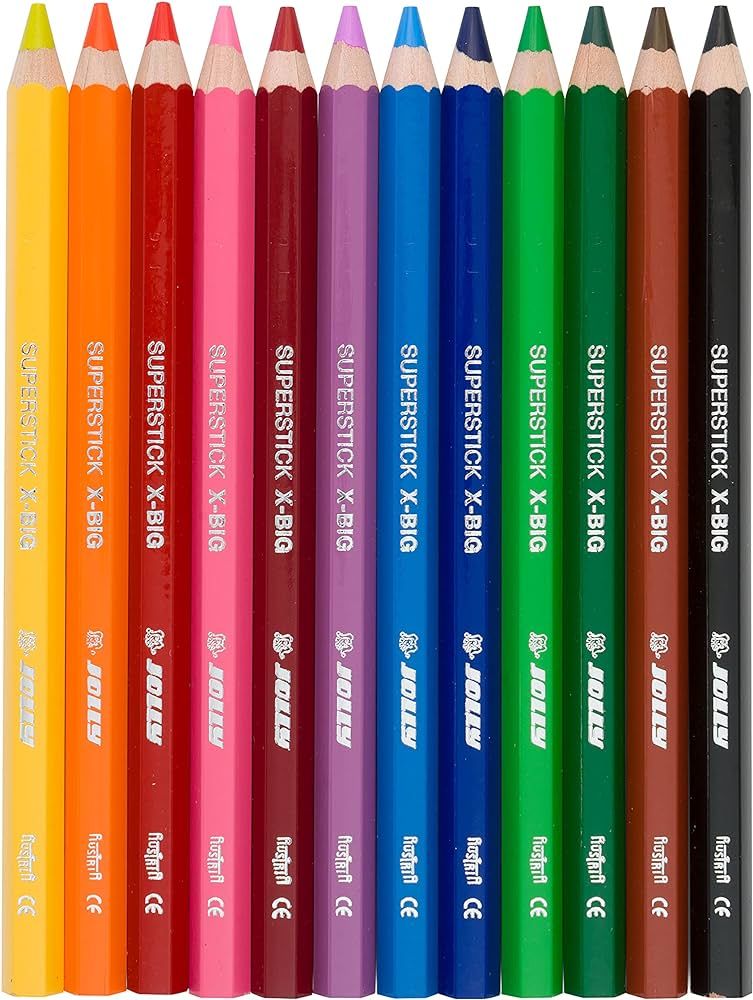 JOLLY X-Big Jumbo Colored Pencils; Set of 12, Perfect for Special Needs, Art Therapy, Pre-School ... | Amazon (US)