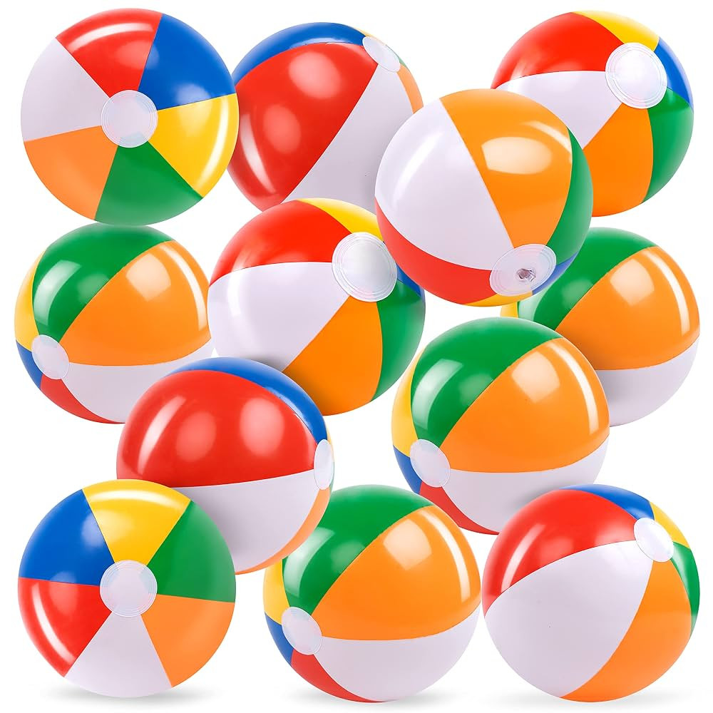 JOYIN Rainbow Beach Balls(12 Pack), 12'' Inflatable Swimming Pool Toys for Summer Water Games Kid... | Amazon (US)