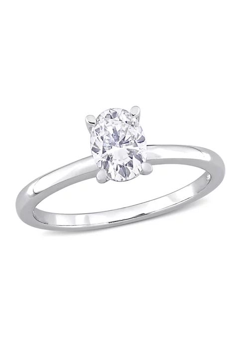 1 ct. t.w. Created Moissanite Oval Solitaire Ring in Sterling Silver | Belk