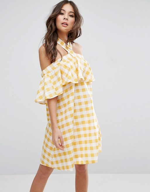 ASOS Halter Neck Sundress in Gingham | ASOS US