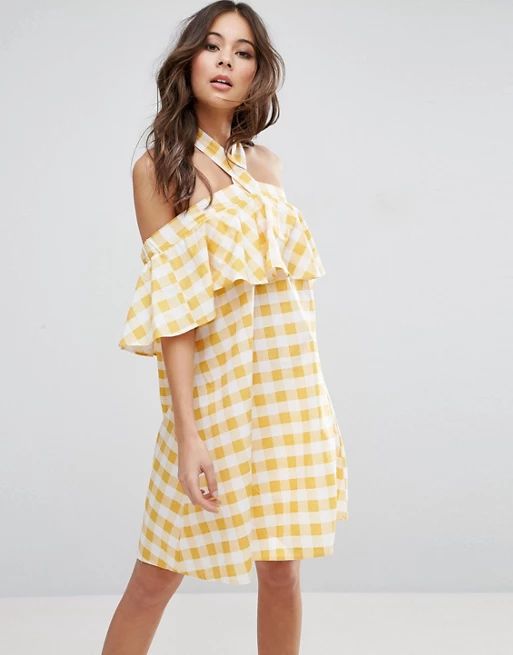 ASOS Halter Neck Sundress in Gingham | ASOS US