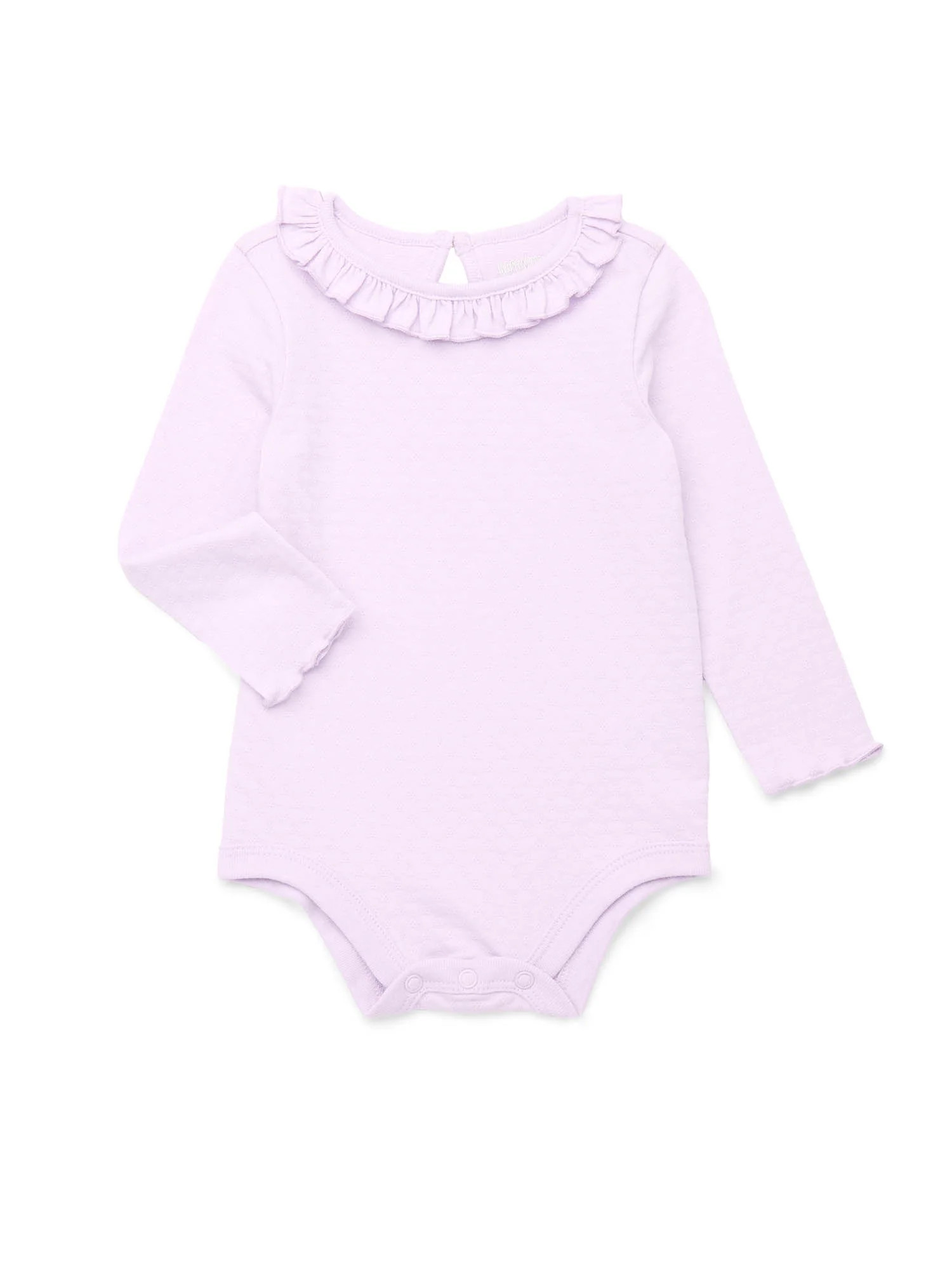 Garanimals Baby Girl Lettuce Edge Bodysuit with Long Sleeves, Sizes 0-24 Months | Walmart (US)