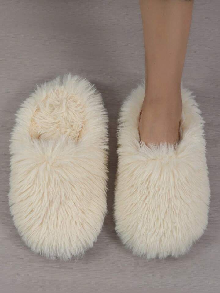 Ladies' Soft Plush Indoor Slippers With Non-slip Sole, Perfect For Autumn And Winter, Warm And Li... | SHEIN