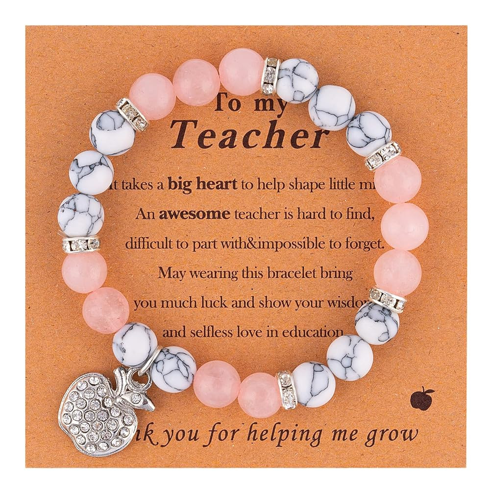 VICKHU Teacher appreciation gifts,Natural Stone teacher Bracelet gifts for women,thank you gifts ... | Amazon (US)