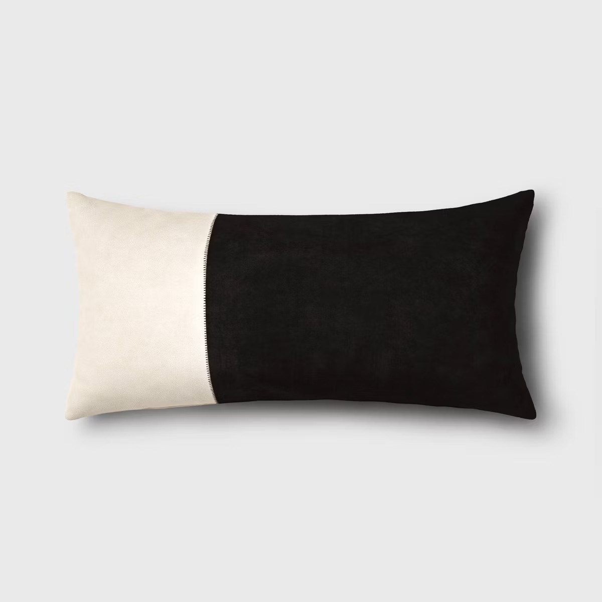 Oversized Colorblock Pieced Suede Lumbar Throw Pillow Black/Neutral - Threshold™ | Target