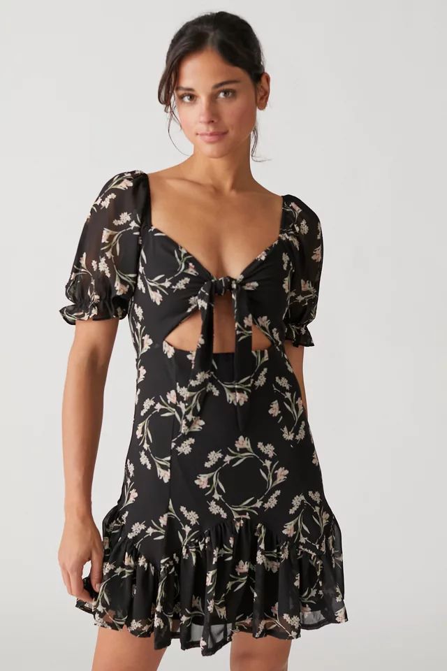 Kiss The Sky Tie-Front Cutout Mini Dress | Urban Outfitters (US and RoW)