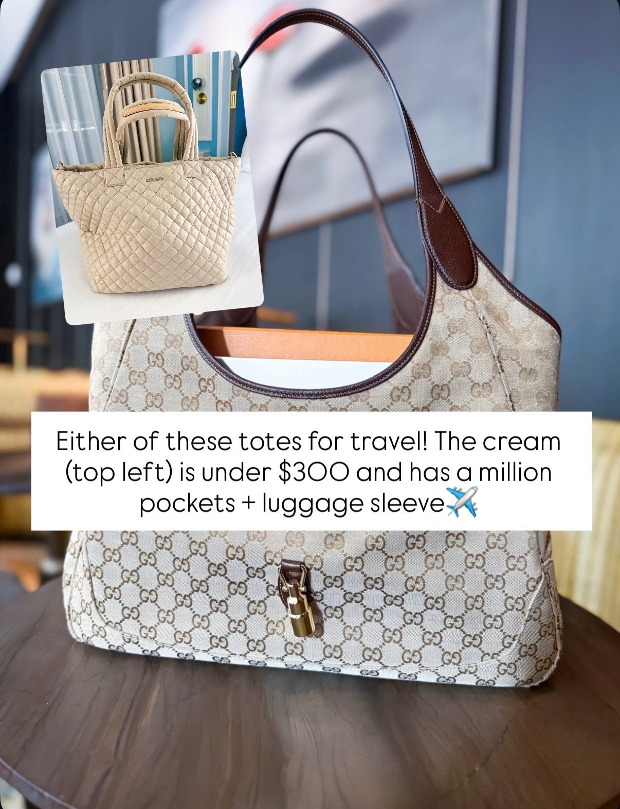 Expensive stuff that’s unfortunately worth it! I absolutely love either of these totes for travel. The cream one has 1 million pockets and is under $300. It also has a sleeve for your luggage Gucci Mercato tote in size large.


#LTKTravel #LTKootd #LTKWorkwear