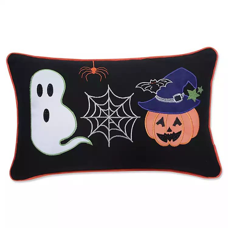 Boo Embroidered Lumbar Pillow | Kirkland's Home