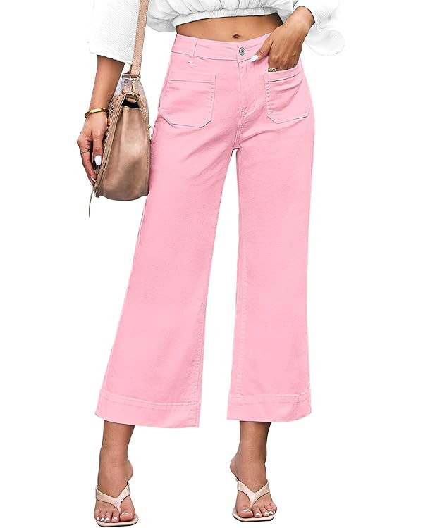 luvamia Wide Leg Jeans for Women Trendy High Waisted Flare Jeans Cropped Denim Pants Stretchy Bag... | Amazon (US)