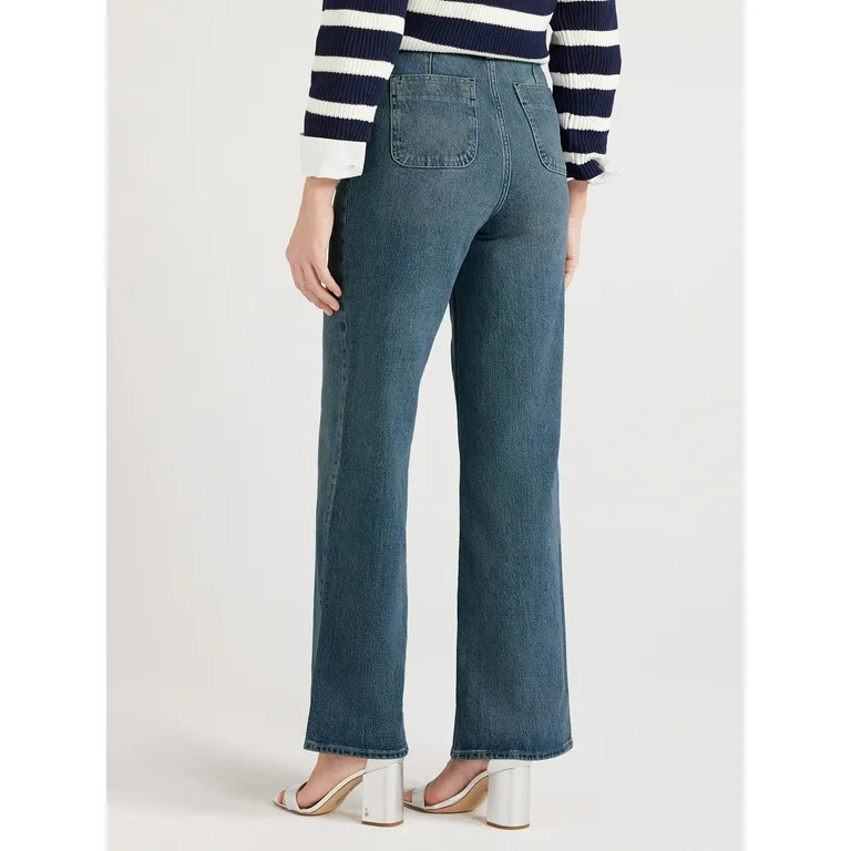 Free Assembly Women's Patch Pocket Wide Leg Jeans, 32” Inseam, Sizes 0-22 | Walmart (US)