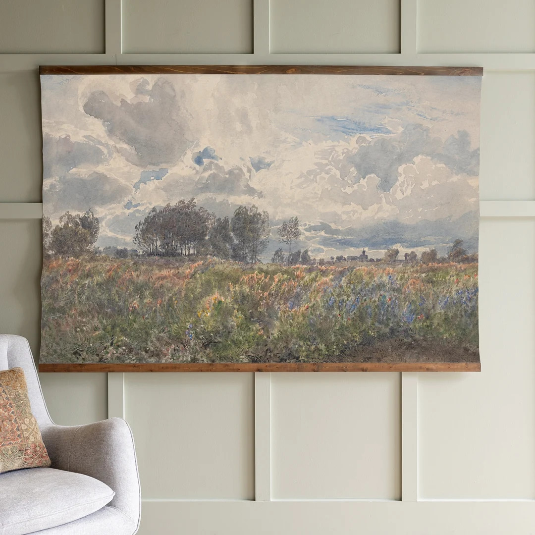 Extra Large Watercolor Art Field of Flowers Vintage - Etsy | Etsy (US)