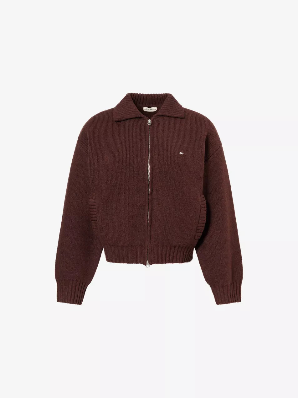 Logo-Plaque Ribbed Knitted Bomber Jacket | Selfridges