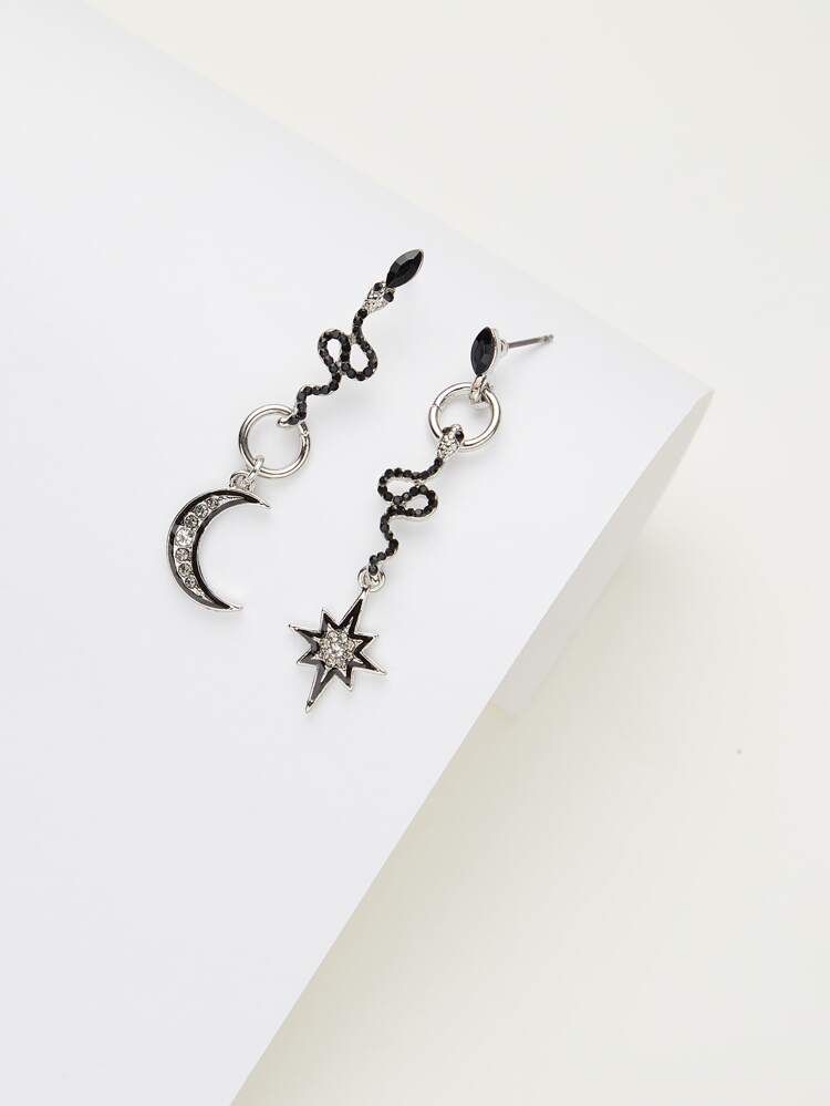 Star Moon Snake Drop Earrings | SHEIN