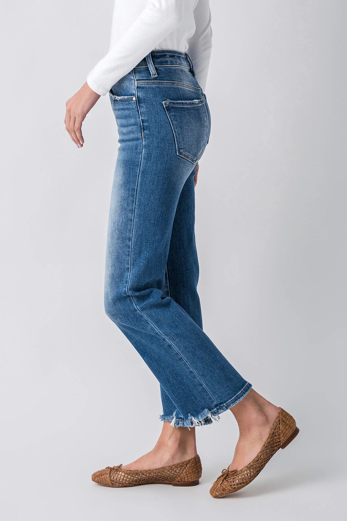 Risen High Rise Step Hem Jeans | Social Threads