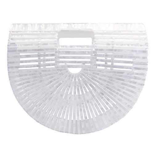 Miuco Womens Acrylic Handbag Handmade Ark Clutch Purse White | Amazon (US)