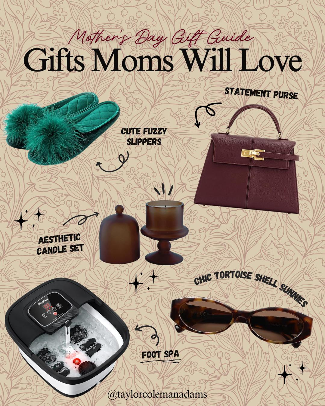 Mother's day Gifts Mom Will Love | Slippers, Purse, Candles, Sunnies, Foot Spa 

 #LTKMothersDay #LTKmomlife #LTKSaleAlert