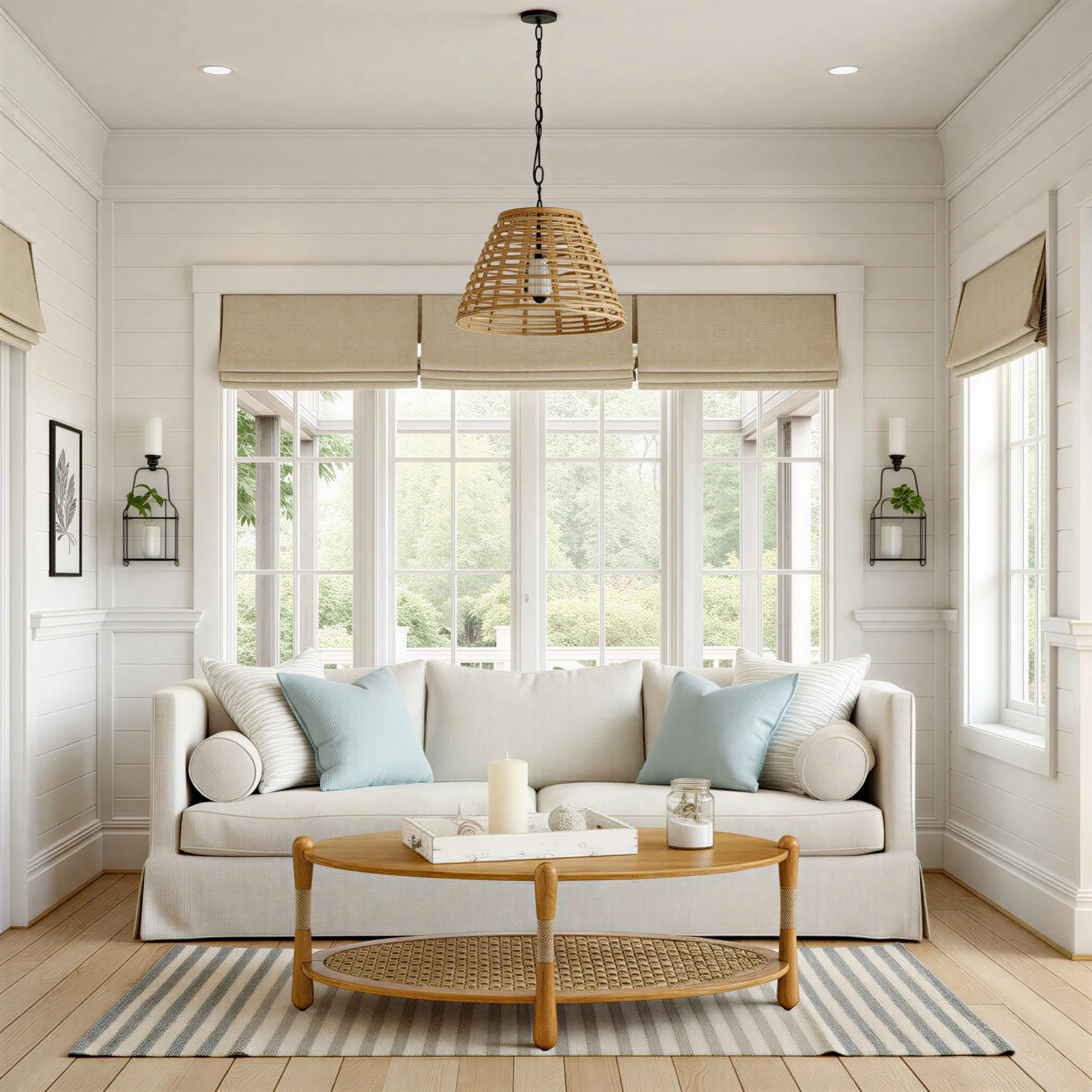 Arnkell Oval Wood Coffee Table With Seagrass Shelf | Wayfair North America