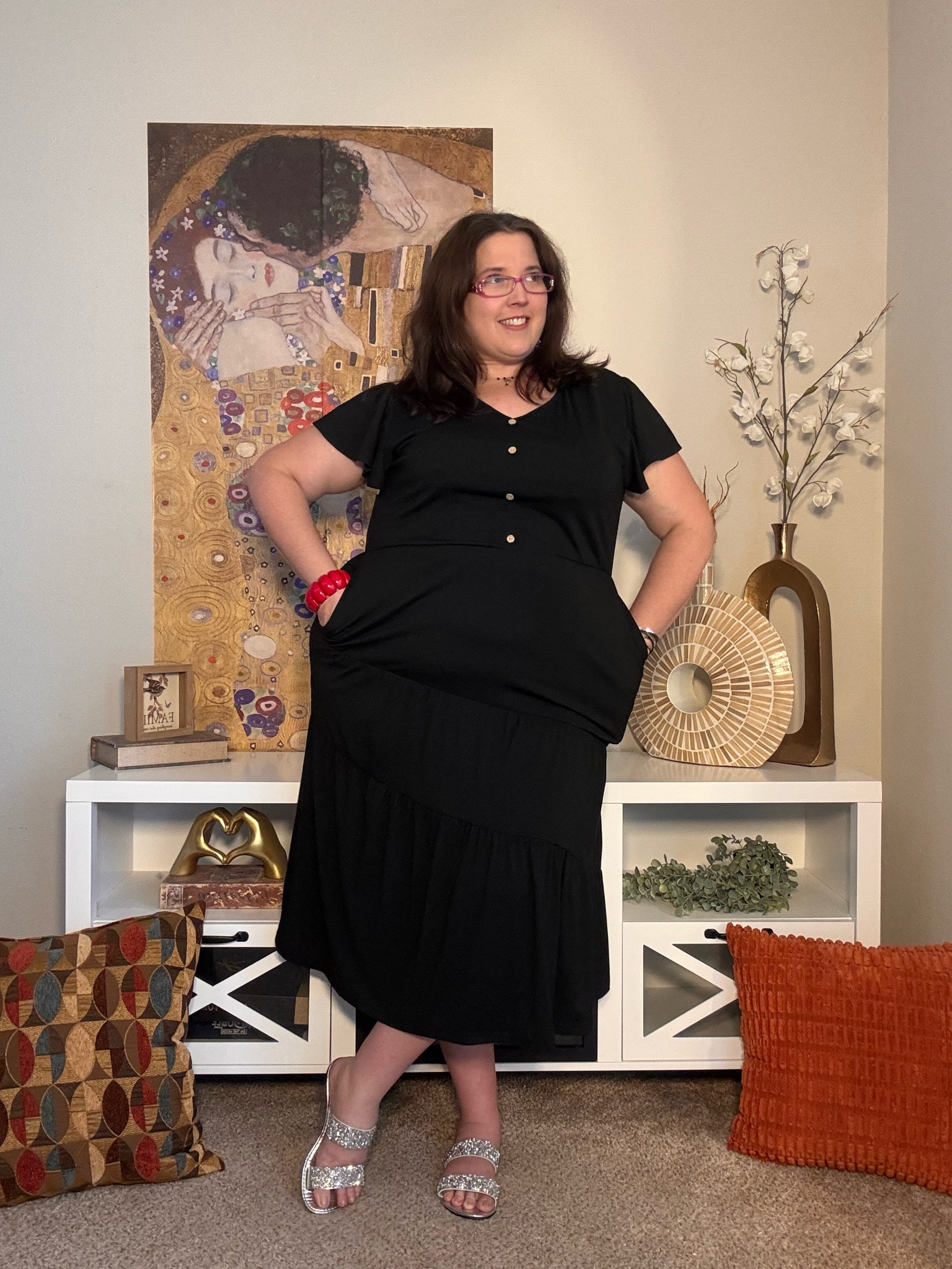 An all-black outfit is the perfect canvas for your favorite accessories. 🖤 Add a pop of color with jewelry or a bracelet, then finish with a little sparkle on your shoes to take a simple look from basic to dressed up. ✨❤️

#LTKOver40 #LTKootd #LTKMidsize