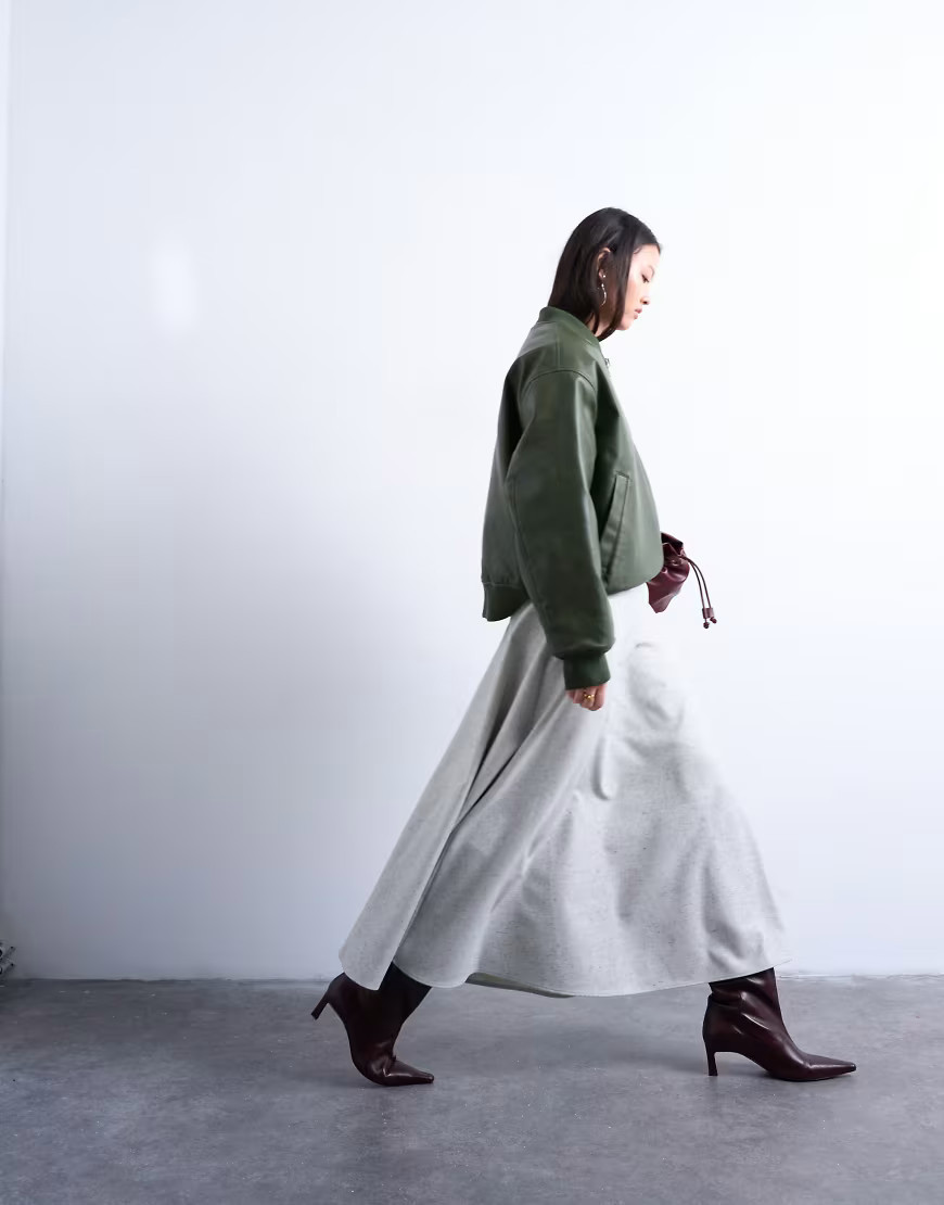 Topshop tailored full circle a line maxi skirt in grey | ASOS (Global)