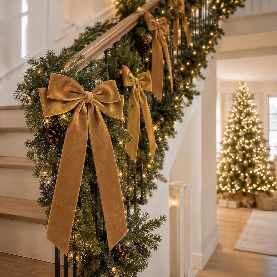 Large Christmas Bows, Velvet Bows for Christmas Tree Topper Home Decor | Amazon (US)