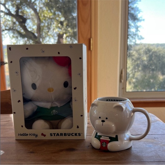 Starbucks Hello Kitty Plush with Green Apron and Bear Mug | Poshmark
