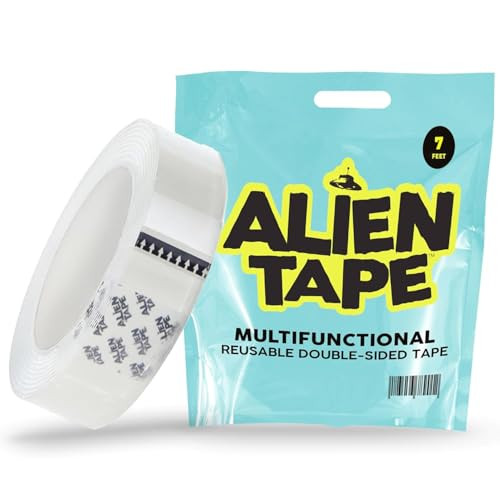 ALIEN TAPE Heavy Duty Double Sided Tape, Nano Tape, Feet Clear Adhesive Tape for Poster Photo Wall Decor As Seen on TV, (1 Roll - 7 Feet) | Amazon (US)