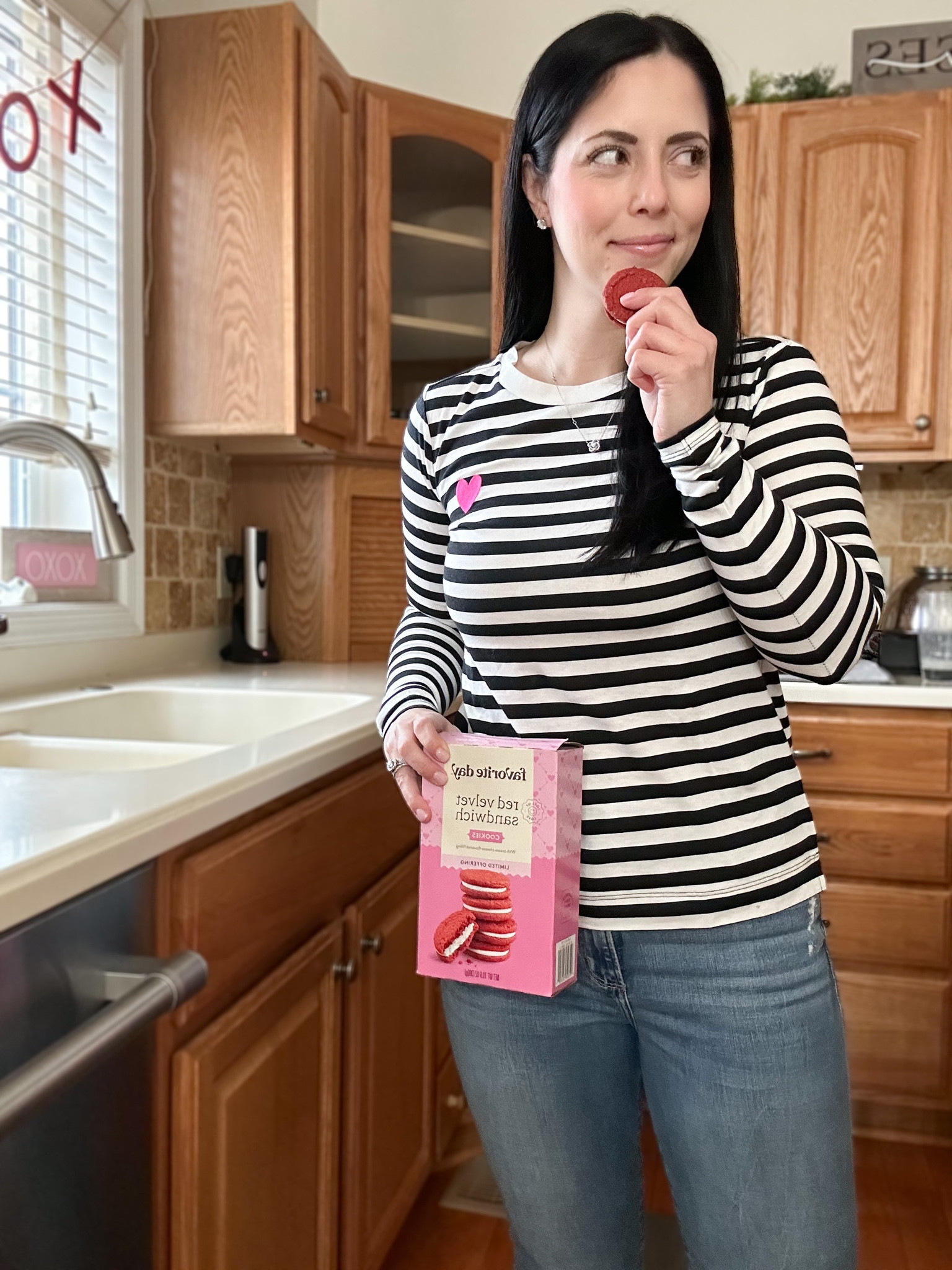 Hard to believe January is coming to close but I literally felt like it was taking FOREVER. If you need a simple Valentine’s Day top, this is it and it’s currently 60% off! 💗🖤 Wearing an x-small. Have a great Saturday!
•
#loveloft #loft #valentinesday #stripes #casualoutfit #casualstyle #winterfashion #jeans #onsale #shop #weekendoutfit #outfitinspo 

#LTKsalealert #LTKunder50