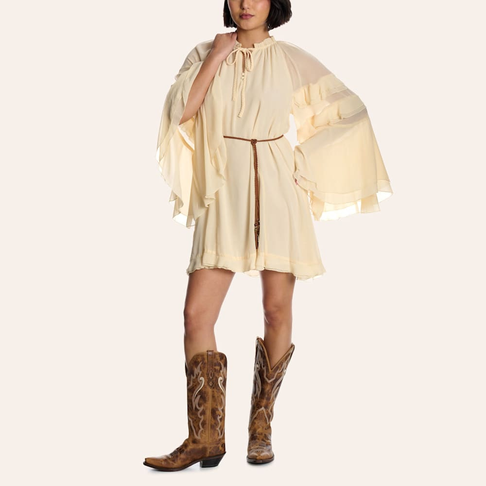 Blue B Women's Cream Ruffle Bell Sleeve Mini Dress | Cavender's