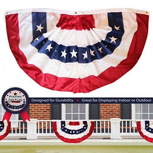 G128 - USA Pleated Fan Flag, 3x6 Feet American USA Bunting Decoration Flags EMBROIDERED Patriotic St | Amazon (US)
