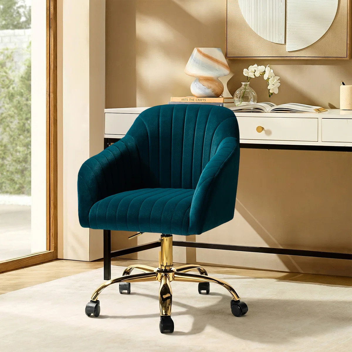 Etta Avenue™ Adan Modern Velvet Task Chair with  Wood Frame and Back & Reviews | Wayfair | Wayfair North America