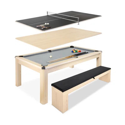 Gosports 7 Ft 3-in-1 Multi Game Pool Table Set with Dining, and Table Tennis Game Includes Bench | Wayfair North America