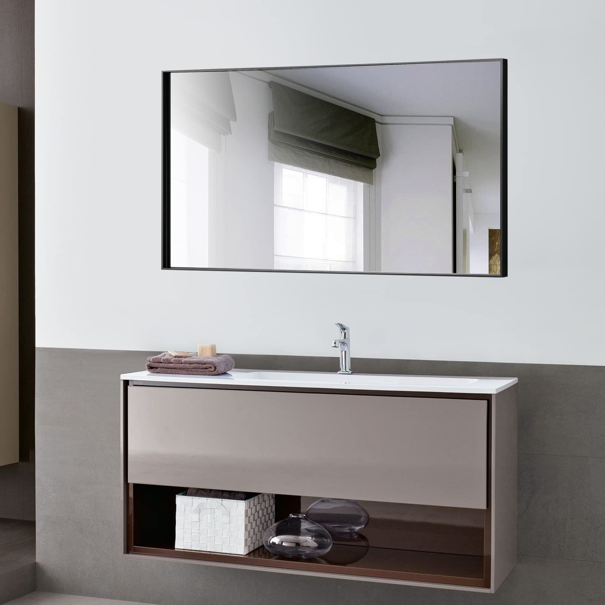 Bonverre 24 x 40 Inch Rectangle Wall Mirror, Aluminum Frame Rectangular Mirror for Bathroom, Vanity, | Amazon (US)